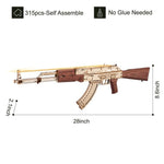 Rokr AK - 47 Wooden Puzzle Gun 3D Automatic Rifle Model with Double Firing Modes - Bargain Harolds