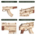 Rokr AK - 47 Wooden Puzzle Gun 3D Automatic Rifle Model with Double Firing Modes - Bargain Harolds