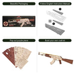Rokr AK - 47 Wooden Puzzle Gun 3D Automatic Rifle Model with Double Firing Modes - Bargain Harolds