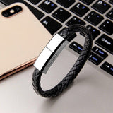 2-in-1 Leather Bracelet Data Cable Emergency Charging with Style