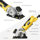 580W Mini Circular Saw Laser Guided Power Tool with 3 Blades for Wood, Metal & Tile
