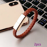 2-in-1 Leather Bracelet Data Cable Emergency Charging with Style