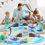 VATOS Shark Race Car Track Toy Flexible Ocean-Themed STEM Racetrack Set for Boys & Girls Age 3+ - Bargain Harolds