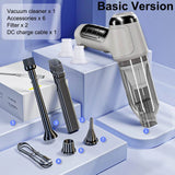 High power car vacuum cleaner with multiple accessories for effective cleaning and convenience