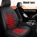 Auto seat warmer protector in black with heating zones, designed for 12V voltage vehicles