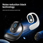 Noise reduction wireless earbuds in black and white with digital display for clear sound experiences