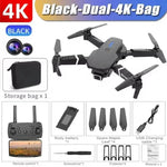 Black 8K HD drone with WiFi control features remote, storage bag, and accessories for aerial photography