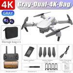 Gray 4K drone with WiFi control and storage bag, featuring an 8K HD drone with WiFi control options