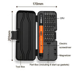 Precision screwdriver set electronics in a compact case with electric screwdriver and various heads