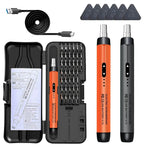 Precision screwdriver set electronics with USB charging, including multiple bits and carrying case