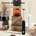Two electric whisks for coffee in black and white, perfect for frothing milk and mixing beverages