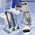 High power car vacuum cleaner with multiple accessories and storage bag for effective car cleaning