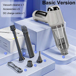 High power car vacuum cleaner with multiple attachments and DC charge cable for detailed cleaning