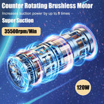 High power car vacuum cleaner with counter rotating brushless motor and 120W super suction technology