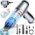 High power car vacuum cleaner with powerful suction and multiple attachments for thorough car interior cleaning