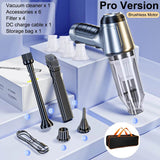 High power car vacuum cleaner with multiple attachments and storage bag for efficient cleaning