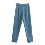 Stylish blue high-waist pencil pants women with a modern tailored fit for versatile outfits