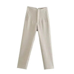 Beige high-waist pencil pants women with tailored design and sleek fit for stylish looks