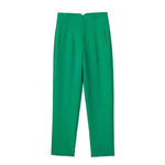 Bright green high-waist pencil pants women with stylish front pockets by Bargain Harolds