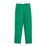 Bright green high-waist pencil pants women with stylish front pockets by Bargain Harolds
