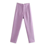 Lavender high-waist pencil pants women with tailored fit and pockets for stylish outfits