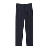 Navy striped high-waist pencil pants women for a chic and modern business look