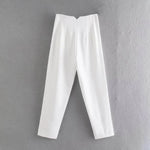 Elegant white high-waist pencil pants women featuring a tailored design for a polished look