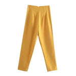 Stylish high-waist pencil pants women in vibrant yellow for a chic and tailored look