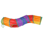 Colorful interactive cat tunnel featuring multiple exit points for playful cats
