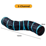 Interactive cat tunnel in S-Channel design, 122cm long and 25cm wide for playful cats