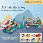 Interactive dinosaur car track set featuring colorful accessories and multiple tracks for hours of fun