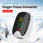 JUSTLANG Finger Pulse Oximeter displaying oxygen saturation monitor for children with clear screen and sleek design