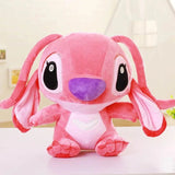 Kawaii Stitch stuffed pillow in pink featuring large eyes and soft plush material for kids