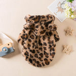 Cozy leopard print dog hoodie with a soft texture, perfect for keeping pets warm in style