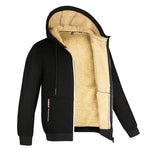LETSNAGOU cashmere men's hoodie in black with warm fleece lining and zipper closure