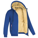 LETSNAGOU cashmere men's hoodie in blue with plush interior and zippered pockets