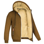 LETSNAGOU cashmere men's hoodie in brown with soft inner lining and zip closure