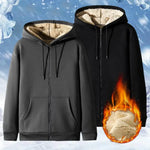 LETSNAGOU cashmere men's hoodie in black with a cozy fleece lining and front pockets for warmth