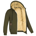 LETSNAGOU cashmere men's hoodie in olive green with cozy sherpa lining for comfort and warmth