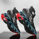 Stylish luxury fashion sneakers with bold red accents and modern design features