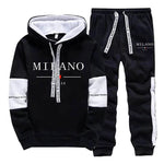 Men's Milan Sportswear Set in Black and White with Comfortable Hoodie and Jogger Pants
