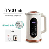 Mini soybean milk machine with 1500 ml capacity and 10 blade knife for easy milk preparation