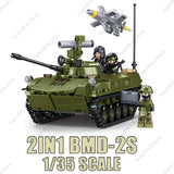 2 in 1 BMD-2S model kit featuring modern armored vehicle blocks with soldiers and accessories