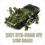 2-in-1 BTR-80AS IFV model with modern armored vehicle blocks and military mini-figures for creative play