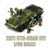 2-in-1 BTR-80AS IFV model with modern armored vehicle blocks and military mini-figures for creative play