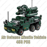 Dropshipman modern armored vehicle blocks set featuring an air defense missile vehicle with 493 pieces