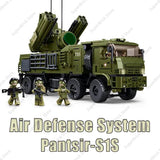 Modern armored vehicle blocks featuring a Pantsir-S1S air defense system with toy soldiers