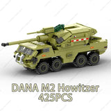 DANA M2 Howitzer model made of modern armored vehicle blocks with 425 pieces for kids' creative building