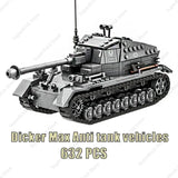 Modern armored vehicle blocks set featuring Dicker Max Anti tank vehicles with 632 pieces for creative play