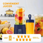Convenient juicer from Dropshipman with fruits, making 8-10 cups of juice on a single charge